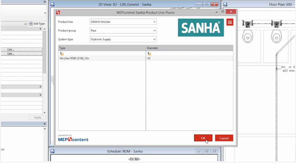 Une application Revit gratuite pour placer les gammes de produits SANHA (PLiP)