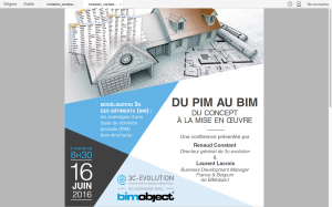 Conférence  PIM/BIM le 16 Juin 2016 à Paris : Du concept à la mise en œuvre
