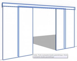 Porte coulissante 2 vantaux - Paramétrique