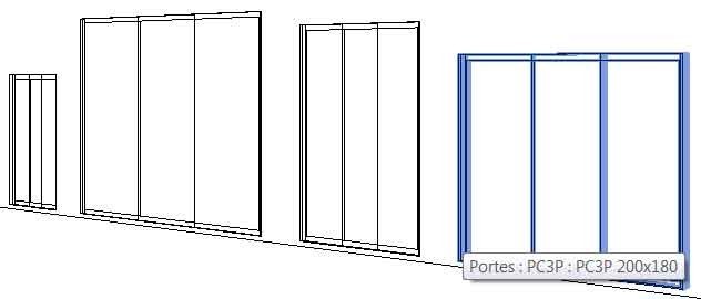 Porte coulissante 3 vantaux - Paramétrique