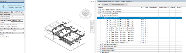 Revit, compteur des équipements connectés à un système