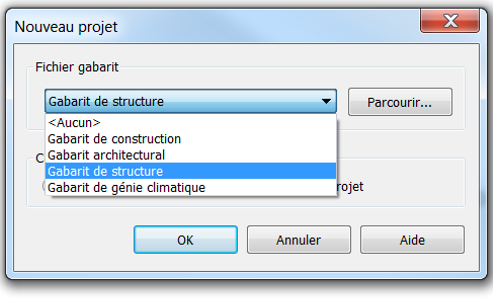 Faut il utiliser un gabarit en particulier pour la structure ? (Revit)