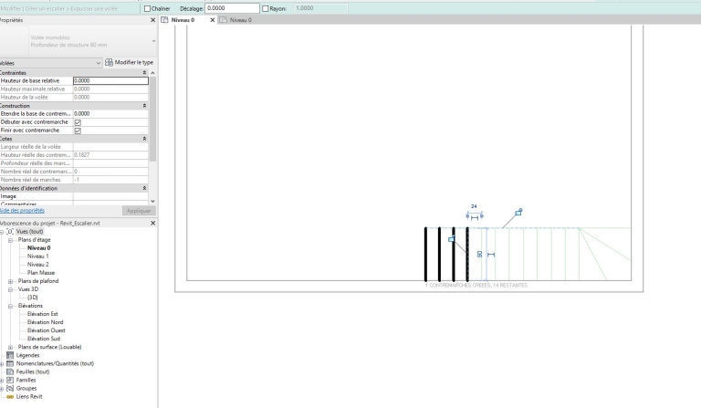 Revit - Escalier - Non décompte contre marche