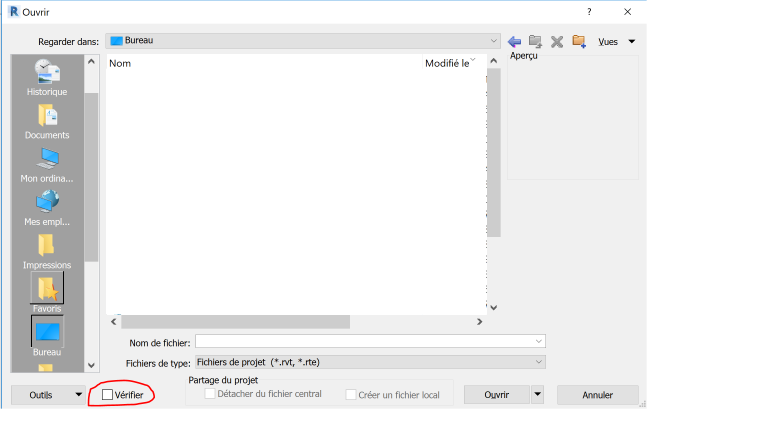 Problème d'ouverture de fichier Revit