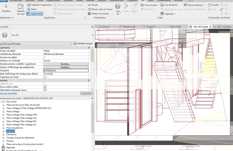 Revit - Masquer les lignes cachées dans une Vue 3D