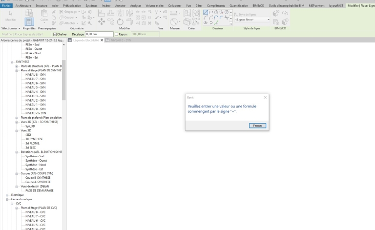 Message d'erreur Revit (formule)