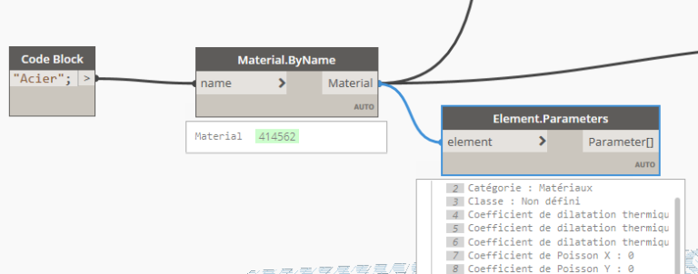 Paramètres de MATERIAUX dans Dynamo