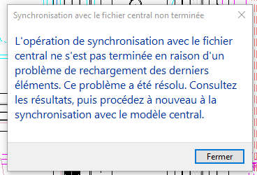 Problème de synchronisation sous revit 2019