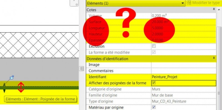 Eléments & Phases pour le métré, problème de l'outil modifier la forme