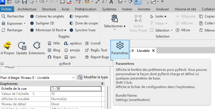REVIT Fenêtres secondaires en anglais