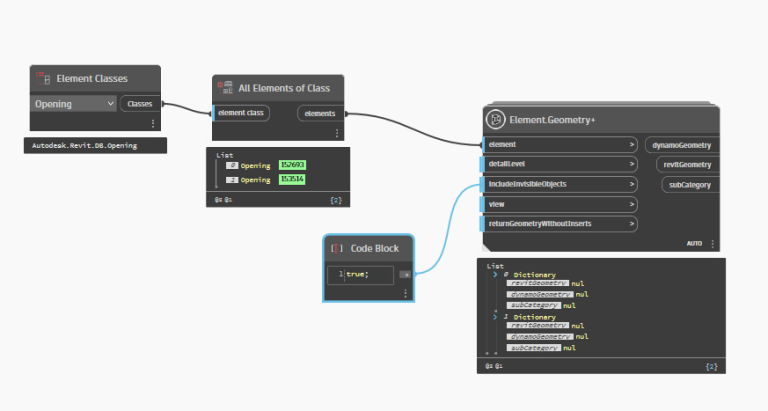 Clockwork Element.Geometry+ Node Returns Null in Revit 2024