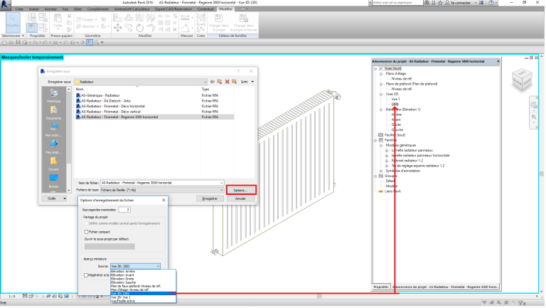 REVIT : comment modifier la vue miniature d'une famille