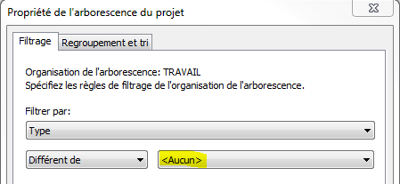 Arborescence Revit - filtre (type de vue)