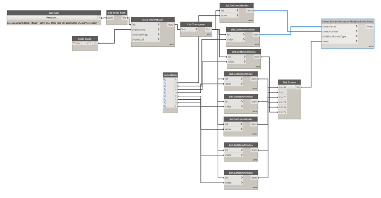 Placer les vues sur les feuilles à travers un fichier Excel avec dynamo