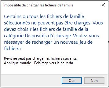 Message d'erreur lors du chargement des familles