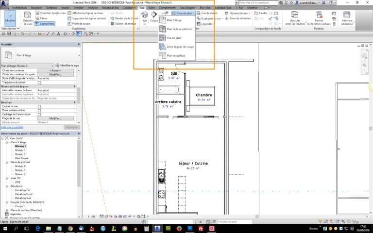 OU déssine REVIT (plan de plafond ou plan d'étage)