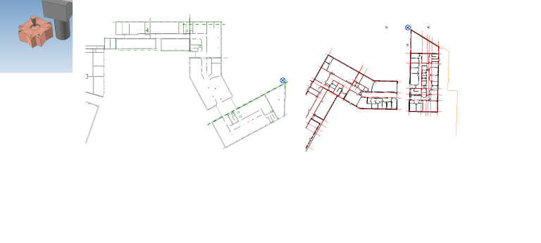 Diffèrence d'angle nord géographique entre maquettes site et structure