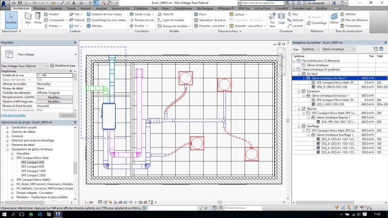 REVIT MEP et CTA Double Flux - Navigateur de Systemes