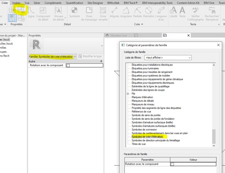 Comment changer de marqueur de niveau, à l'extrémité d'une ligne de niveau dans une élévation, dans Revit ?